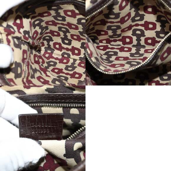 GUCCI GG Canvas Web Sherry Line Shoulder Bag Beige Gold Red - Picture 12 of 12